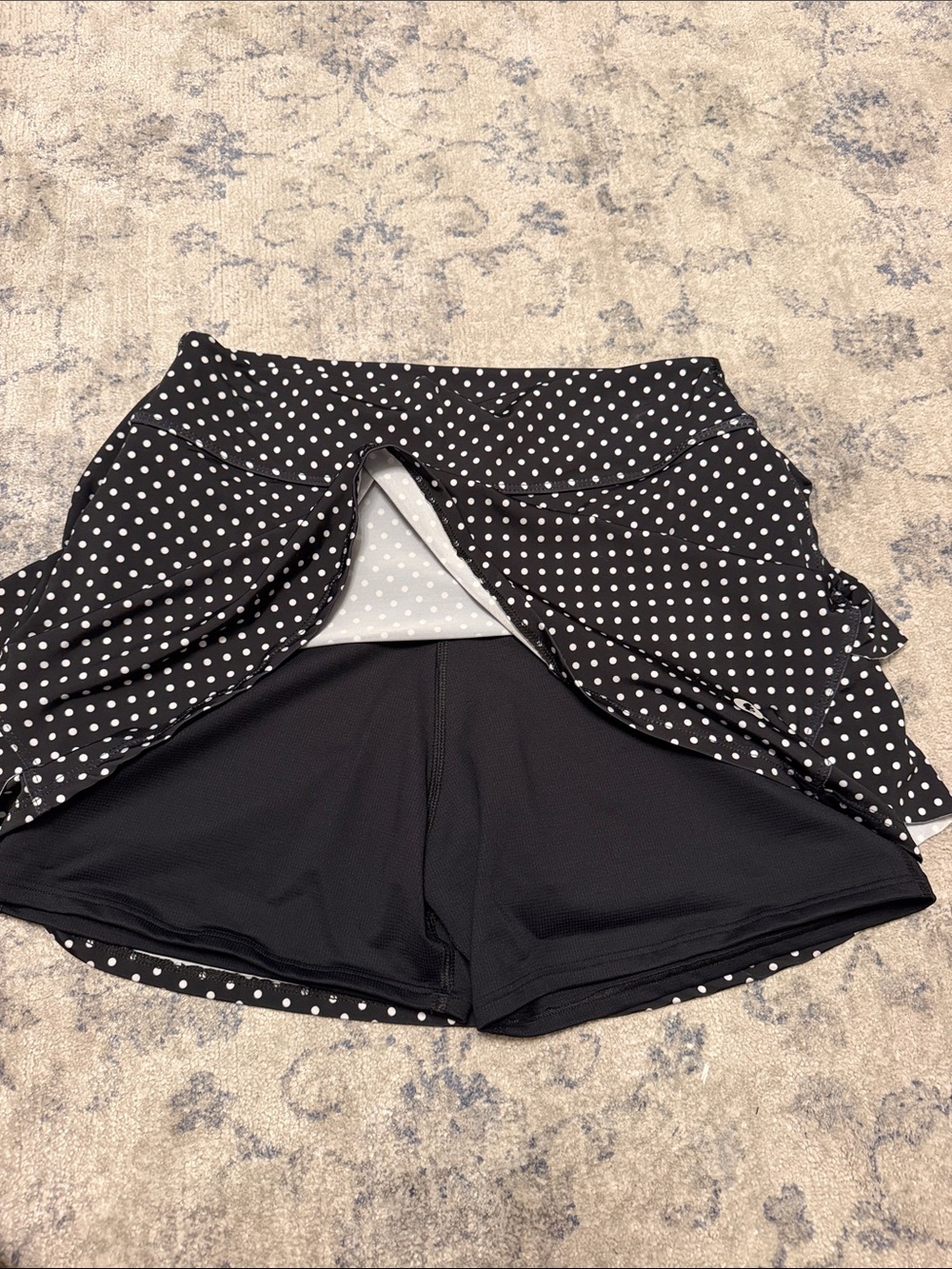 Dona Jo Polka Dot Tiered Ruffle Skort - Black/White - Picture 3 of 6